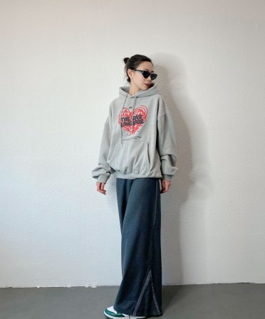 Grey Overaized Print Hoodie #250112